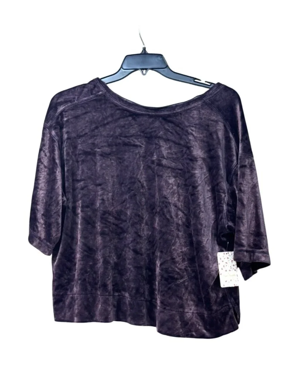 Free People Valerie Velour T-Shirt, Navy (purple really), Sz. S